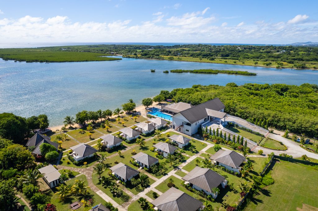Aerial daytime resort view